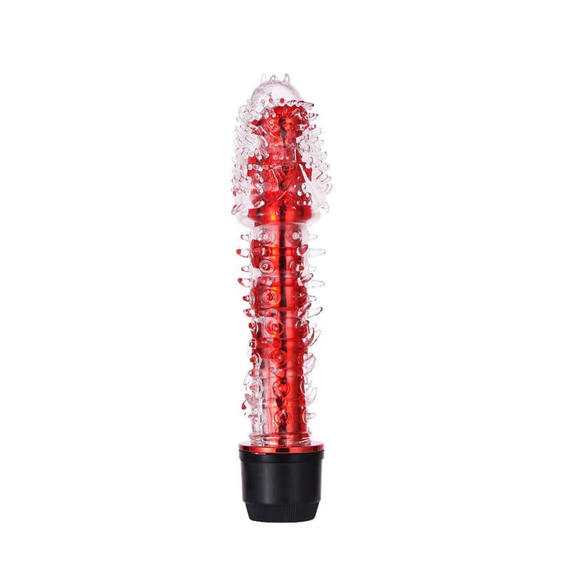 Renkli Fantazi Jelly Vibratör Tırtıklı (Kırmızı)